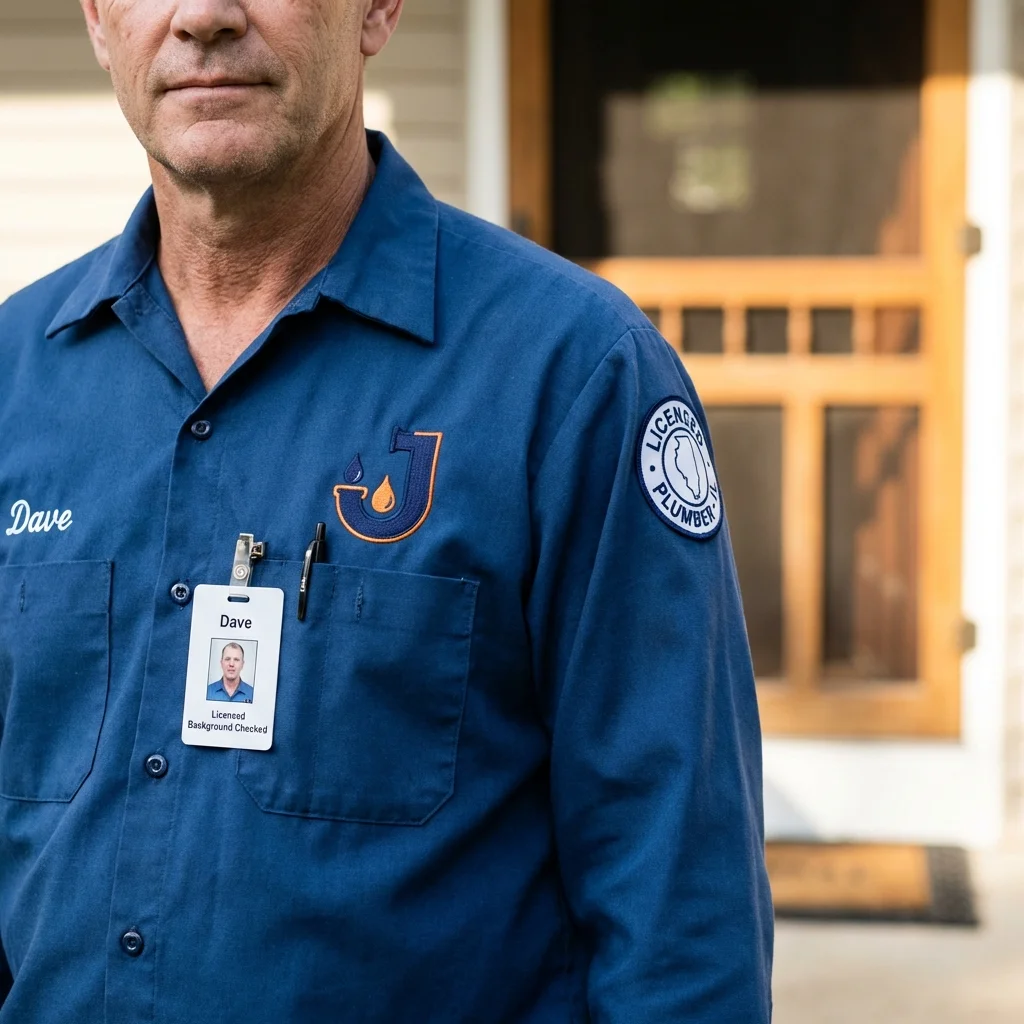 Licensed plumber showing ID badge in Owenton, KY